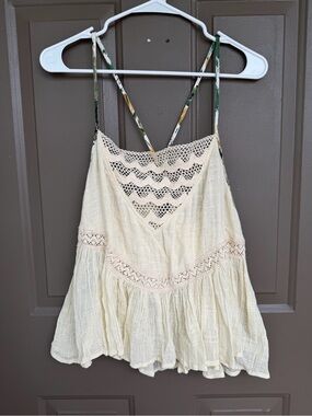 NWT Gimmicks by BKE XL Boho Crochet Lace Tank Top Cream Ivory Flowy Festival